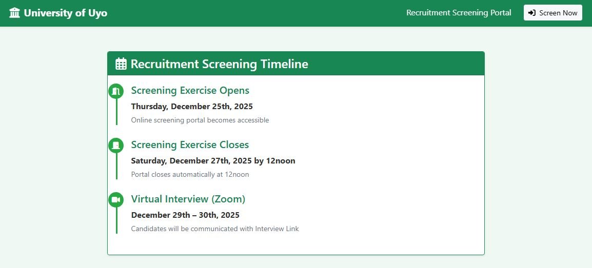 University of Uyo (UNIUYO) Releases Shortlisted Candidates for Recruitment Interview 2025, UNIUYO Recruitment Screening Portal 2025, UNIUYO Opens Recruitment Screening Portal & Interview Dates 2025